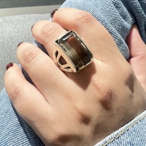 Anillo de plata .925 de Cuarzo Ahumado #8