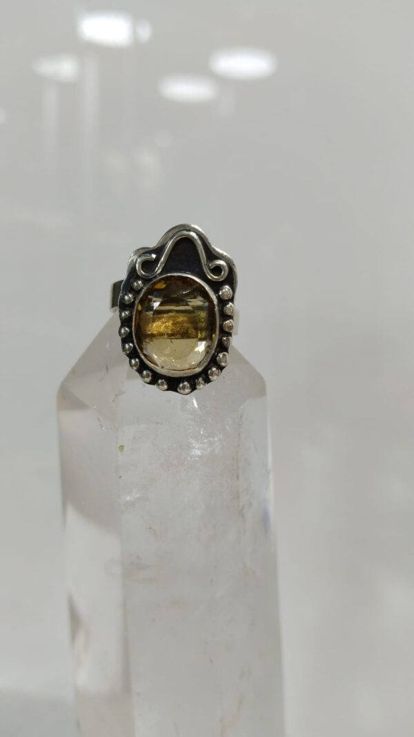 Anillo Plata .925 de Cuarzo Citrino Facetado Ajustable - Image 2