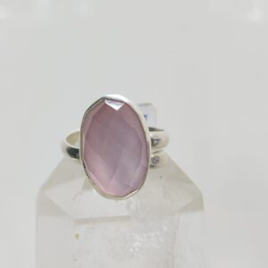 Anillo plata .925 de Cuarzo Rosa Facetado Ajustable