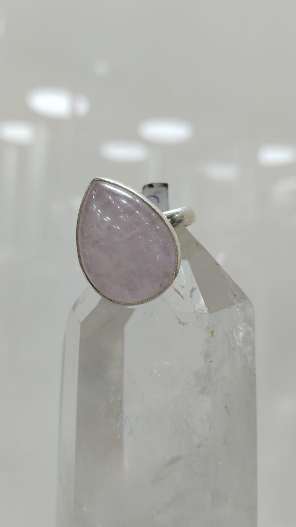 Anillo Plata .925 de Cuarzo Rosa Gota Ajustable - Image 2