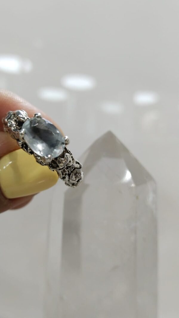 Anillo de Plata .925 de Cuarzo Blanco Facetado #7 - Image 2