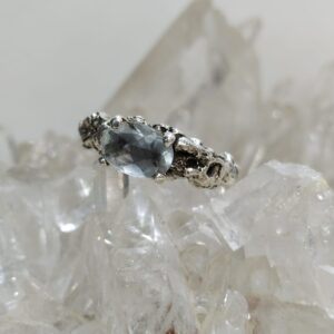 Anillo de Plata .925 de Cuarzo Blanco Facetado #7