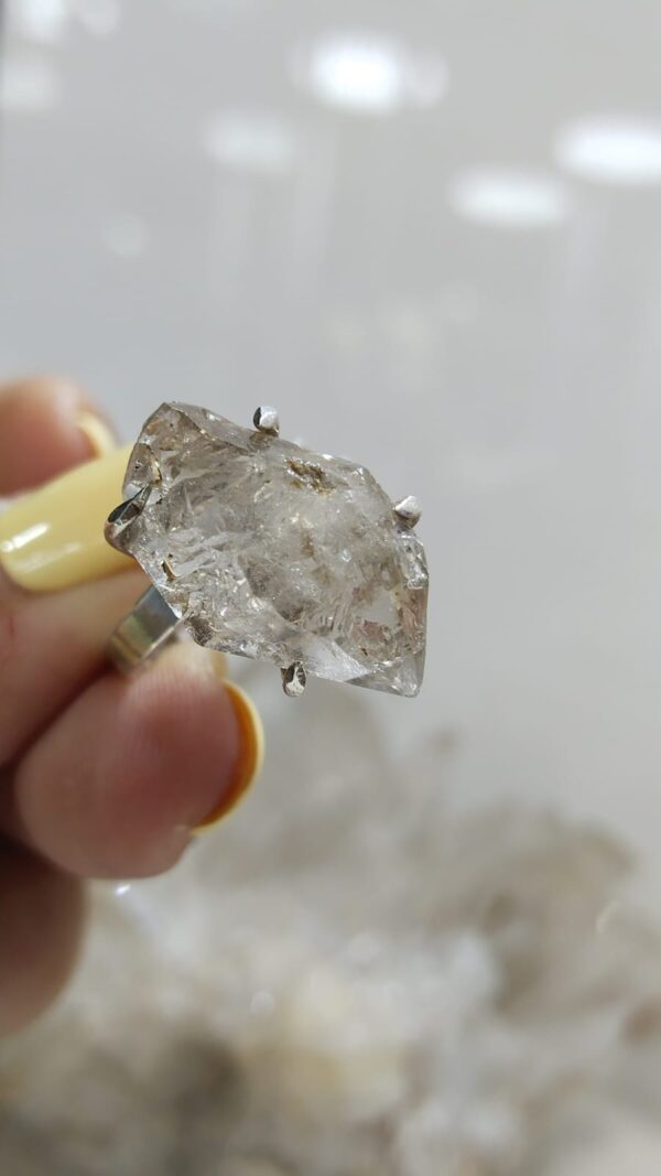 Anillo de Plata .925 Diamante Herkimer Ajustable - Image 3