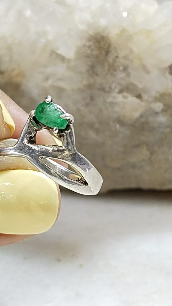 Anillo Plata .925 de Esmeralda Facetada #8 - Image 3