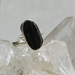 Anillo Plata .925 Poderosa Turmalina Negra Ajustable