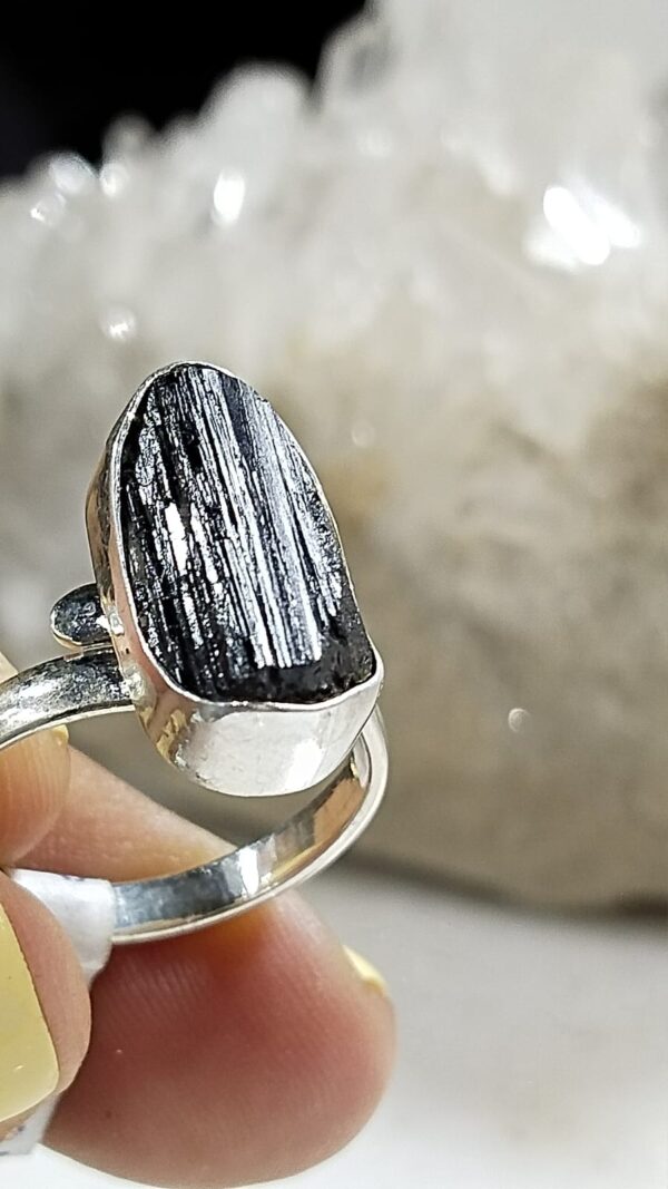 Anillo Plata .925 Poderosa Turmalina Negra Ajustable - Image 2