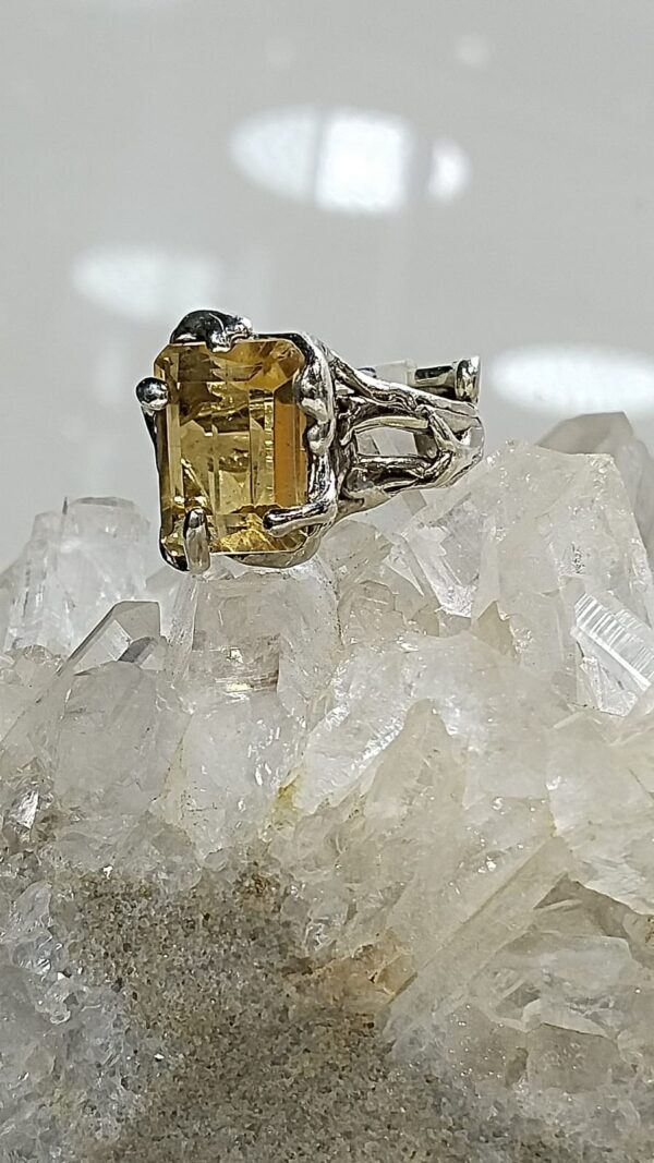 Anillo Plata .925 de Cuarzo Citrino Facetado Ajustable - Image 2