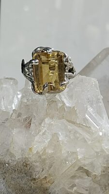 Anillo Plata .925 de Cuarzo Citrino Facetado Ajustable
