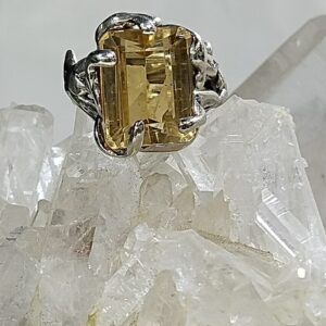 Anillo Plata .925 de Cuarzo Citrino Facetado Ajustable