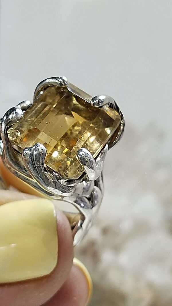 Anillo Plata .925 de Cuarzo Citrino Facetado Ajustable - Image 4