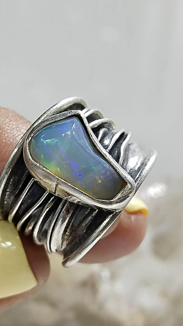 Anillo Plata .925 de Ópalo con Diseño #7 - Image 4