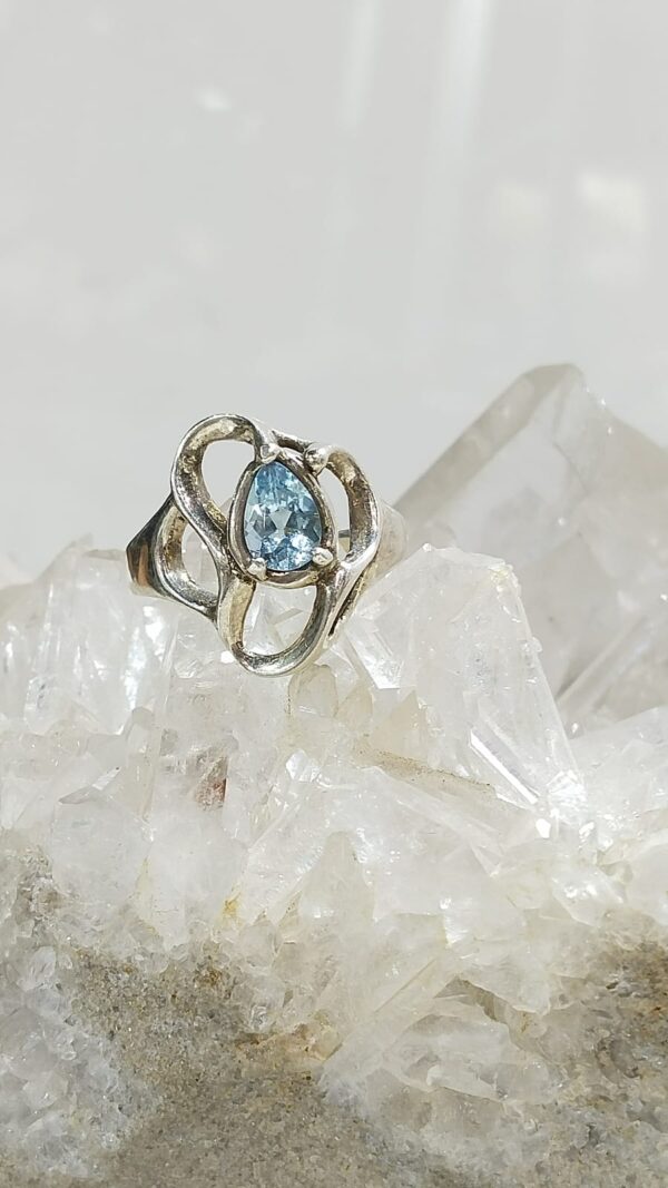 Anillo Plata .925 de Aguamarina Facetada #12.5 - Image 2
