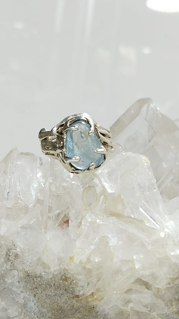 Anillo Plata .925 de Aguamarina Ajustable - Image 2