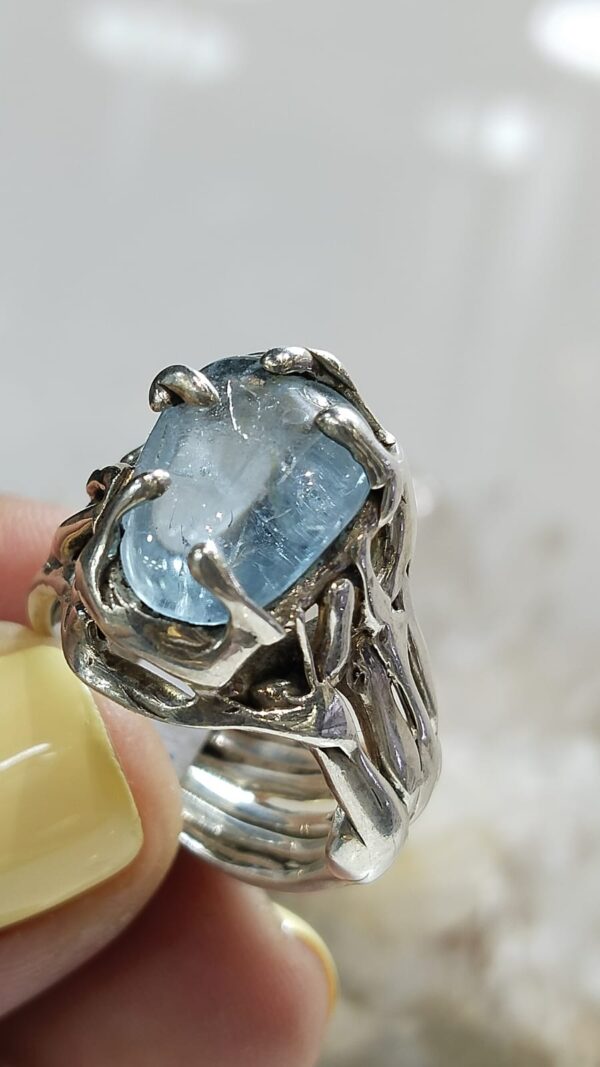 Anillo Plata .925 de Aguamarina Ajustable - Image 3