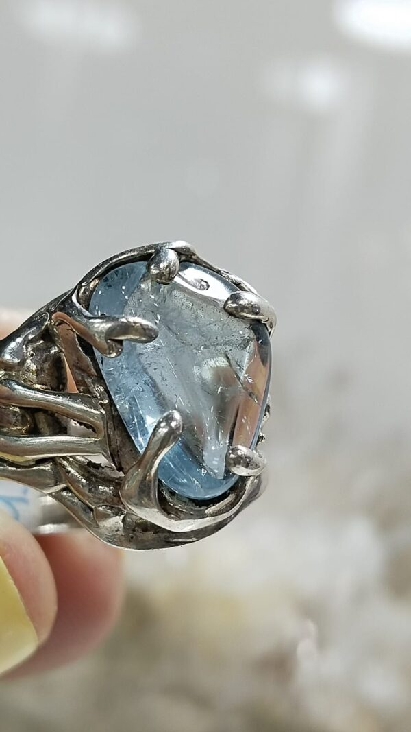 Anillo Plata .925 de Aguamarina Ajustable - Image 4