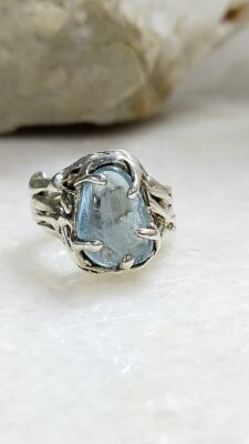 Anillo Plata .925 de Aguamarina Ajustable