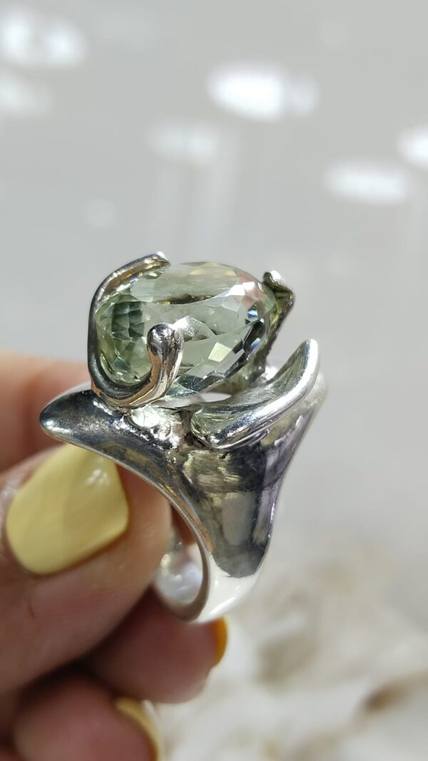 Anillo Plata .925 de Prasiolita (Amatista Verde) #7.5 - Image 3