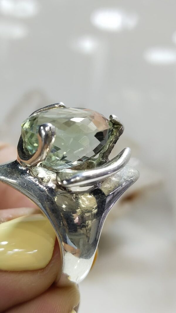 Anillo Plata .925 de Prasiolita (Amatista Verde) #7.5 - Image 2