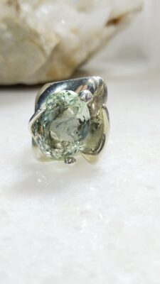 Anillo Plata .925 de Prasiolita (Amatista Verde) #7.5
