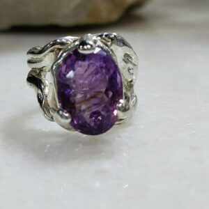 Anillo Plata .925 de Amatista Facetada Ajustable