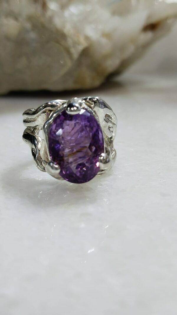 Anillo Plata .925 de Amatista Facetada Ajustable