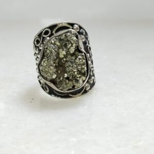 Anillo Plata .925 de Pirita Ajustable con Diseño