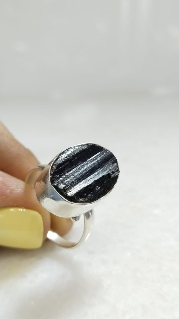 Anillo Plata .925 de Turmalina Negra Ajustable - Image 2