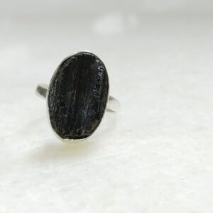 Anillo Plata .925 de Turmalina Negra Ajustable