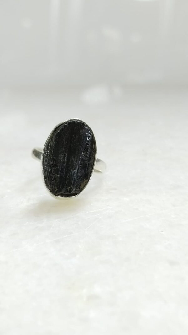Anillo Plata .925 de Turmalina Negra Ajustable