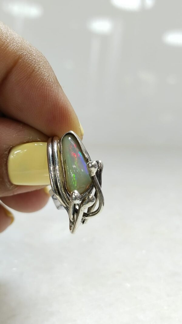 Anillo Plata .925 de Ópalo #7.5 con Diseño - Image 3