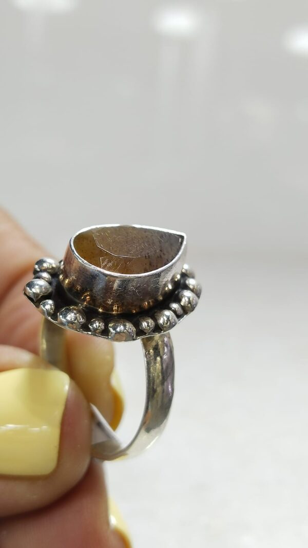 Anillo Plata .925 de Piedra Sol Facetado Ajustable - Image 3