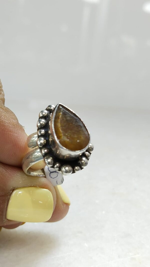 Anillo Plata .925 de Piedra Sol Facetado Ajustable - Image 4