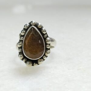Anillo Plata .925 de Piedra Sol Facetado Ajustable