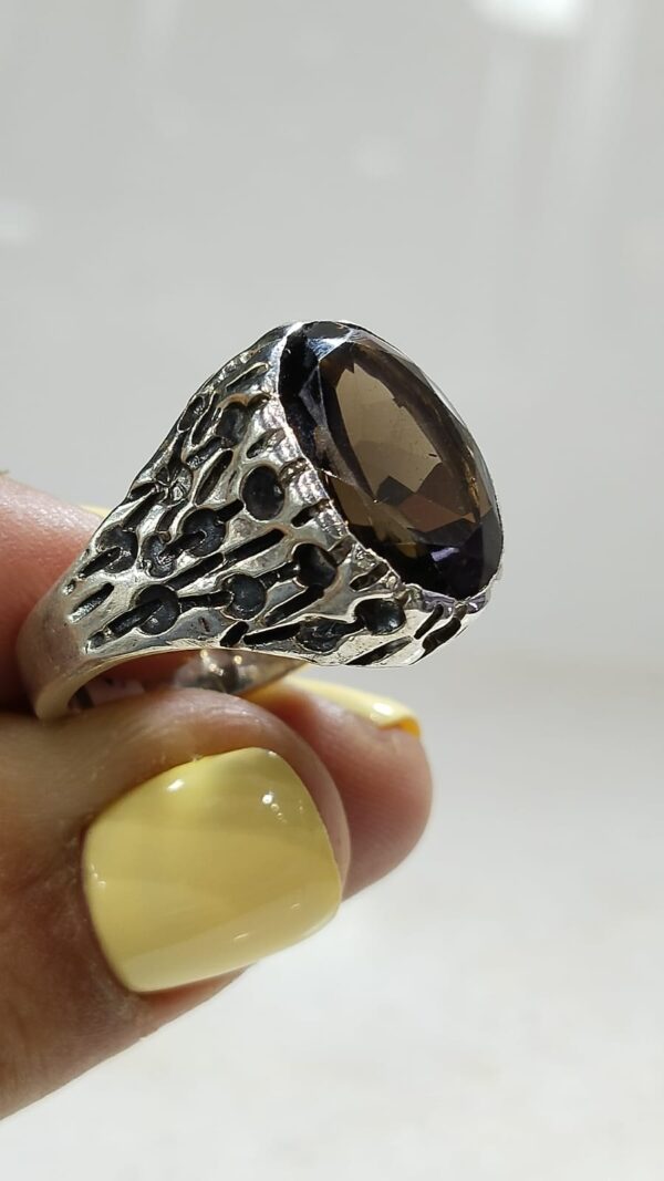 Anillo Plata .925 de Cuarzo Ahumado #9.5 - Image 3