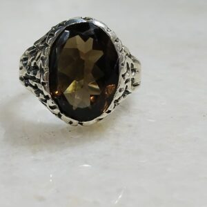 Anillo Plata .925 de Cuarzo Ahumado #9.5
