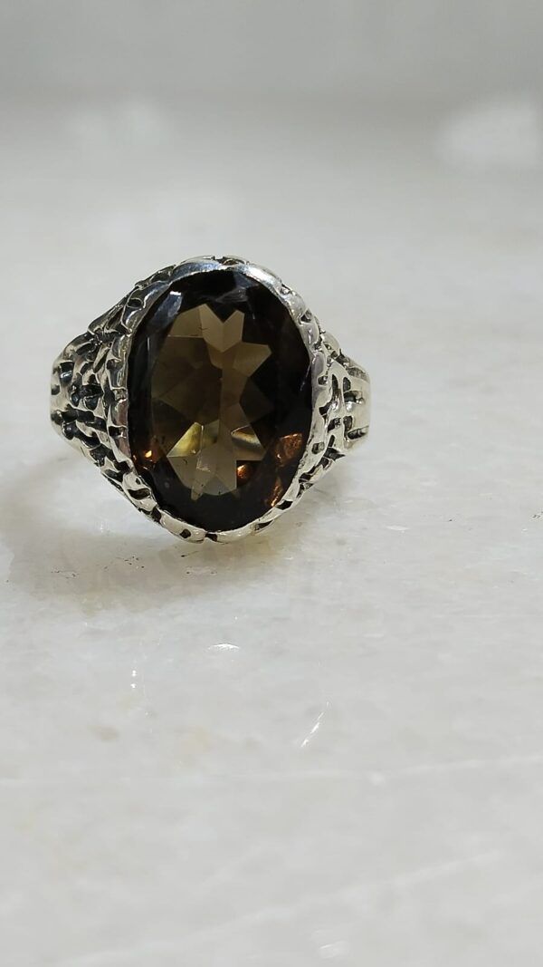 Anillo Plata .925 de Cuarzo Ahumado #9.5