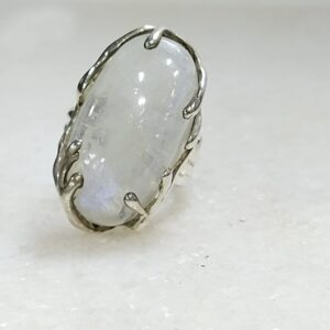 Anillo Plata .925 de Piedra Luna Ajustable