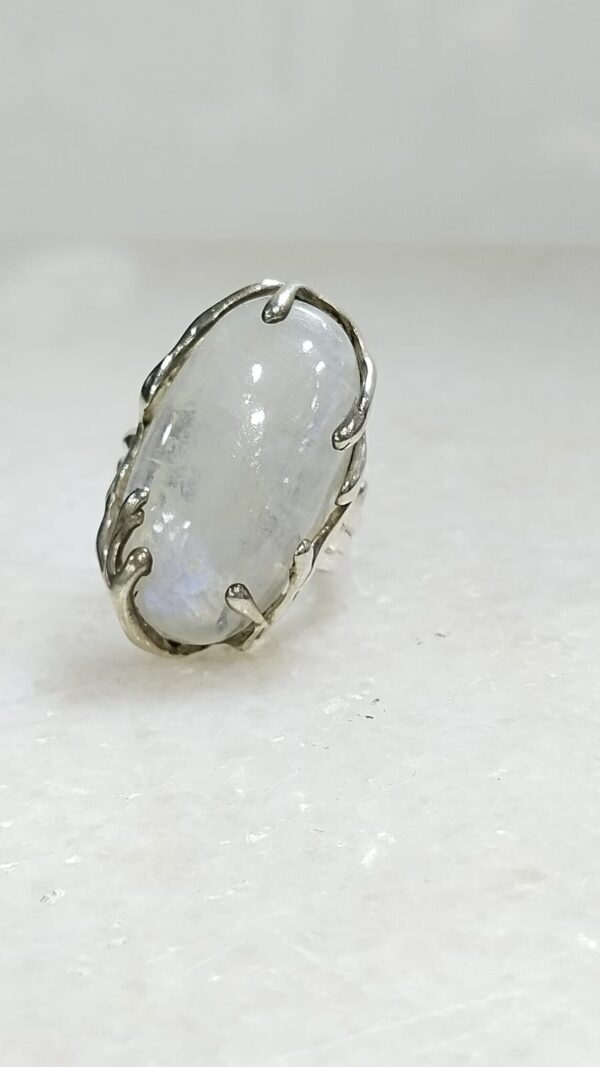Anillo Plata .925 de Piedra Luna Ajustable