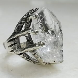 Anillo Plata .925 de Diamante Herkimer #8.5 con Diseño