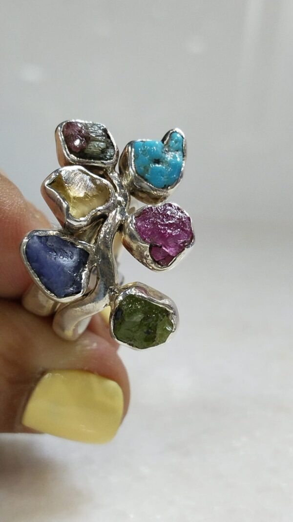 Anillo Plata .925 Piedras Diversas Ajustable - Image 2