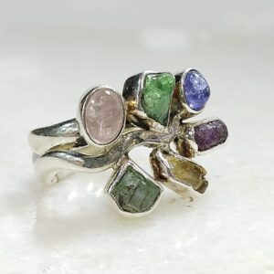 Anillo Plata .925 Piedras Diversas Ajustable