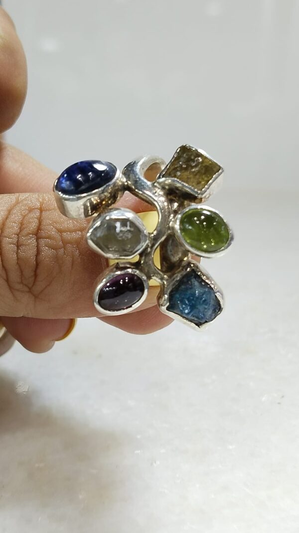 Anillo Plata .925 Piedras Diversas Ajustable - Image 2