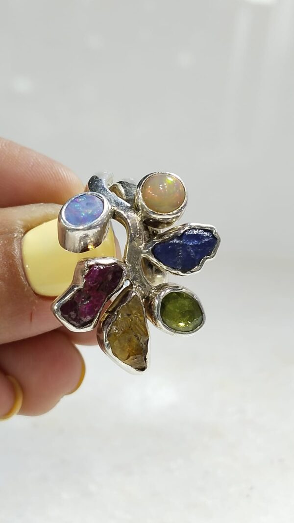 Anillo Plata .925 Piedras Diversas Ajustable - Image 2